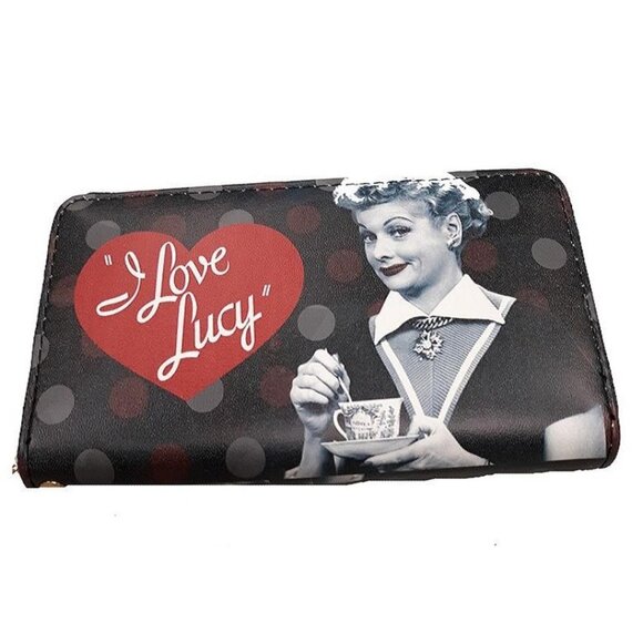 New Heart I Love Lucy Clutch Purse Wallet Zip Wristlet Phone Coin Holder Card - Picture 2 of 3